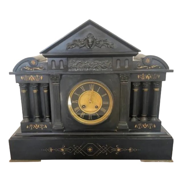 Large Victorian Marble Mantle Clock, 1860s For Sale