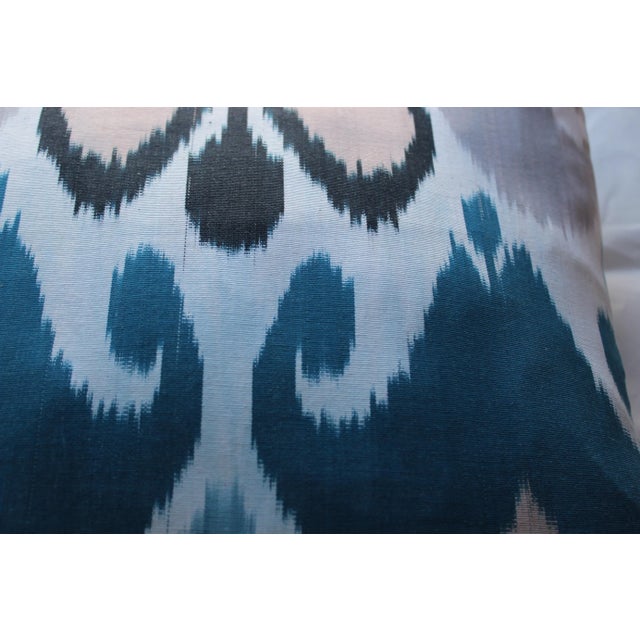 Contemporary Decorative Handmade Throw Silk Ikat Pillow For Sale In Washington DC - Image 6 of 10