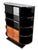 Shelving Unit in High-Gloss Black Lacquer and Door Fronts in Walnut Burl Wood, 1950s, in Restored conditions. Designed...