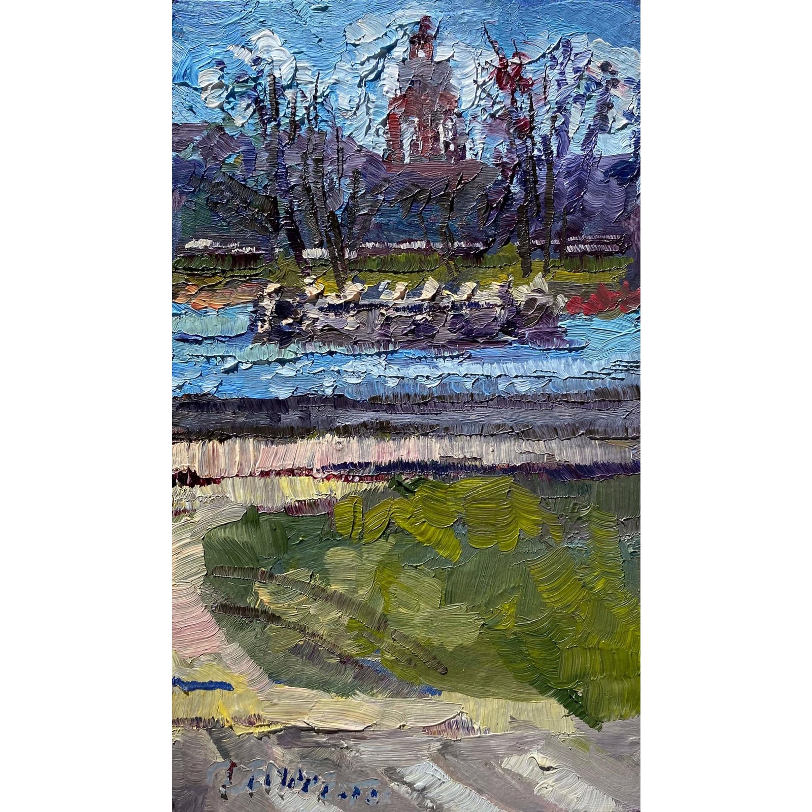 Ferril Lake City Park by Delton Demarest | Oil on panel Landscape with ...