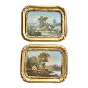 Pair of 19th-Century French Landscape Oil Paintings