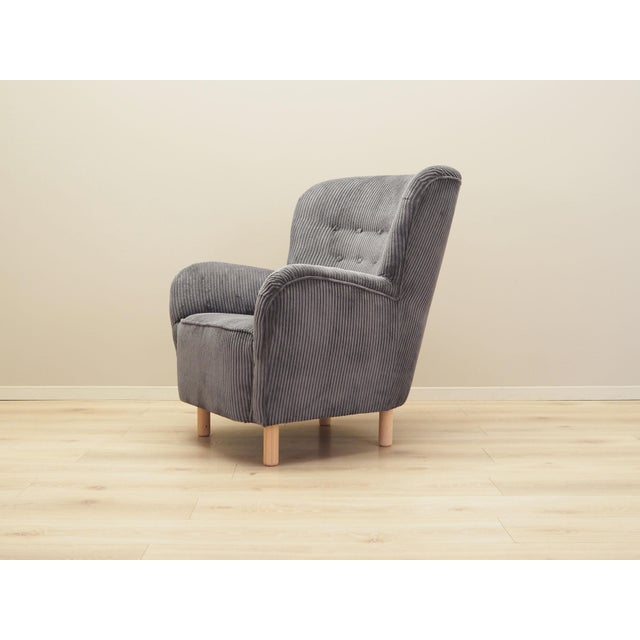 Scandinavian Grey Wooden Armchair For Sale - Image 3 of 14