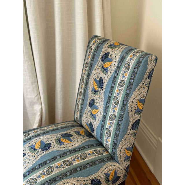 Antique Napoleon Slipper Chair, Decor Barbares Fabric For Sale In Austin - Image 6 of 7