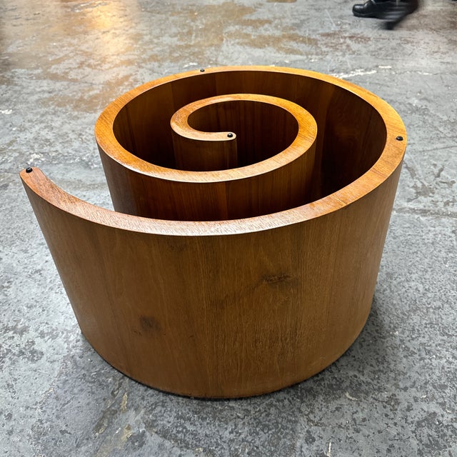 Mid 20th Century Modern Walnut Snail Pedestal Coffee Table | Chairish