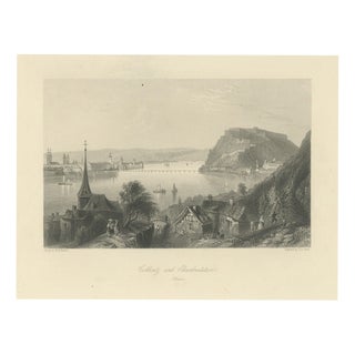 After W. H. Bartlett, Coblentz and Ehrenbreitstein, Rhine, 1845, Engraving For Sale