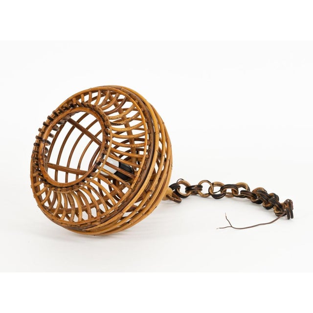 Mid-Century French Riviera Pendant in Bamboo and Rattan, Italy, 1960s For Sale - Image 11 of 12