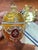 Art Nouveau Pierre Lorren Handmade Faberge Egg Style Trinket Fabergé Egg Style Austrian Crystal Diamond Pure Gold Deco Hand Painted 5 Star Egg & Handmade Bracelet For Sale - Image 3 of 9