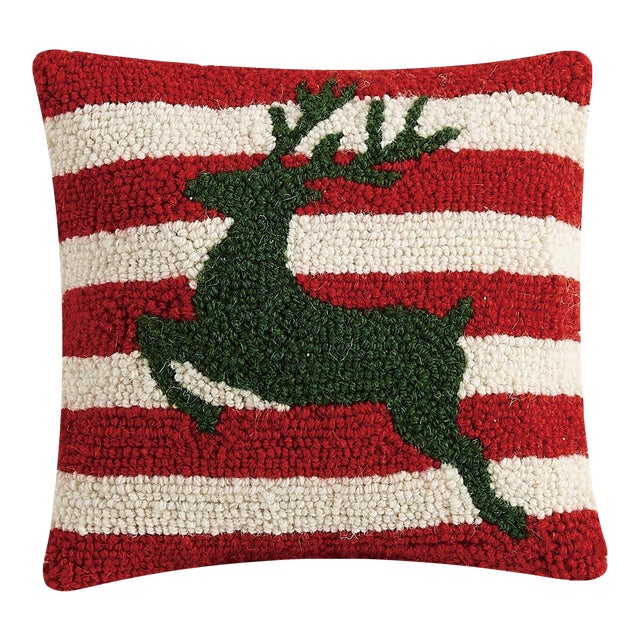 Reindeer Stripes Hook Pillow 10" x 10" Chairish