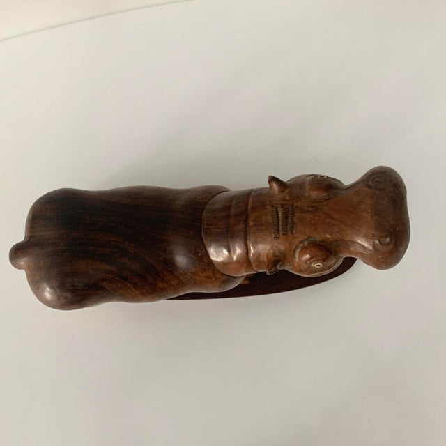 Vintage Hippo Sculpture in Wood For Sale In San Antonio - Image 6 of 10