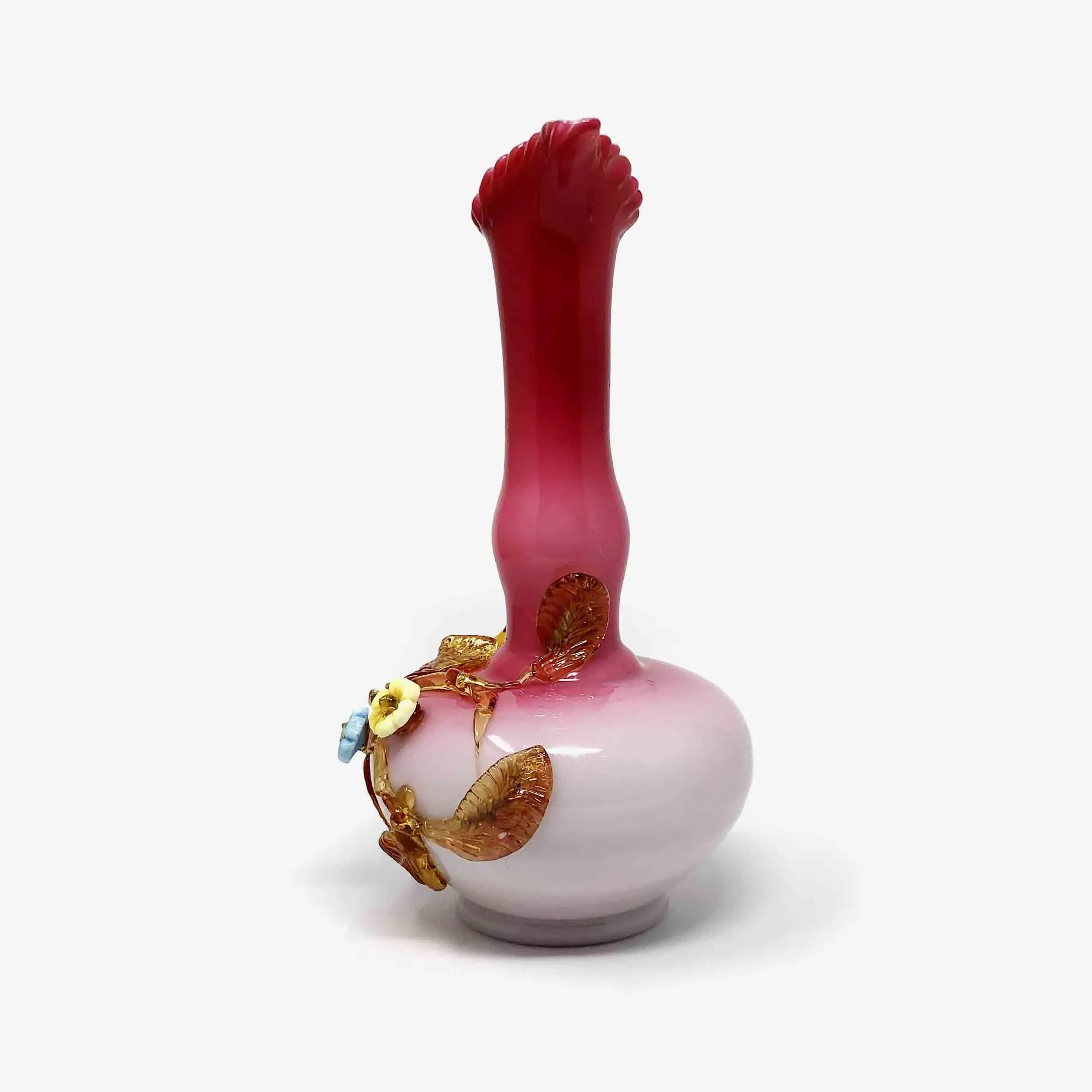 Late 19th Century Victorian Stevens & Williams Peachblow Glass Ewer With  Applied Flowers | Chairish
