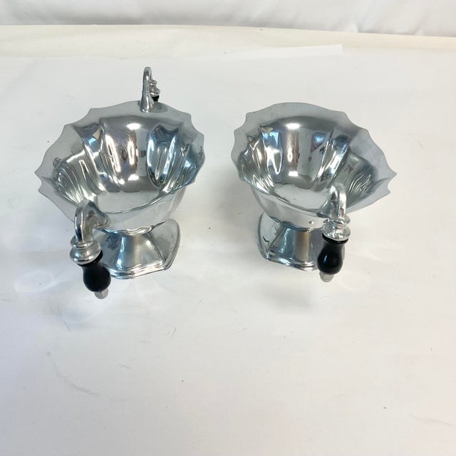 1950s Vintage Art Deco Hollywood Regency Chrome & Bakelite Creamer and Sugar - 2 Piece Set For Sale - Image 6 of 9