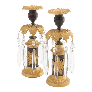 English Regency Candlesticks With Crystal Lusters (1800)