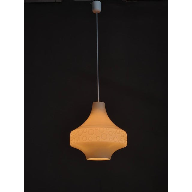 Opaline Glass Pendant Light with Bubble Relief, Czechoslovakia, 1970s For Sale - Image 11 of 12