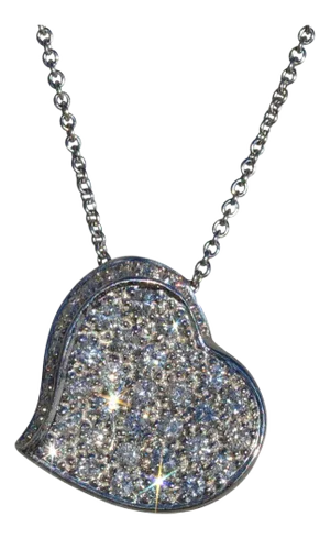 The Brinley: Ladies 14K White Gold Pave Diamond Heart Necklace