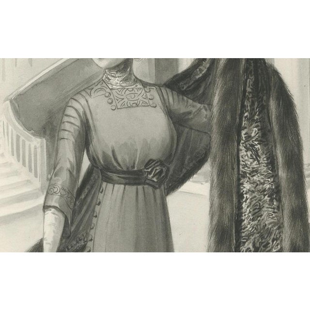 Paper Ferdinand-Léon Ménétrier, Fur Fashion Design, 1910, Watercolor and Gouache on Cardboard For Sale - Image 7 of 10