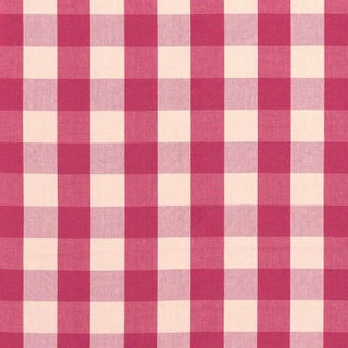 Schumacher Camden Cotton Check Fabric in Raspberry For Sale