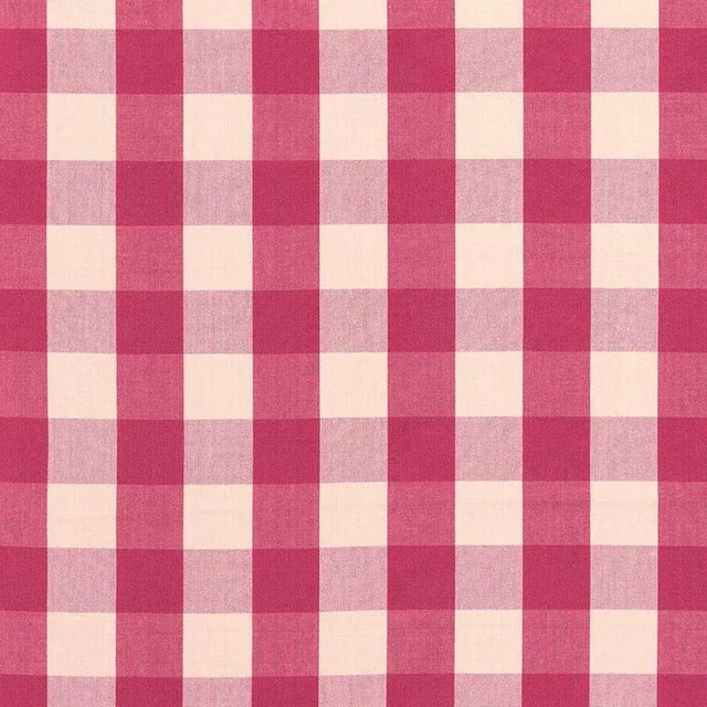 Schumacher Camden Cotton Check Fabric in Raspberry For Sale