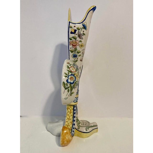 Late 19th Century Antique Large Pair of French Hb Quimper Fleur De Lys Vases For Sale - Image 5 of 18