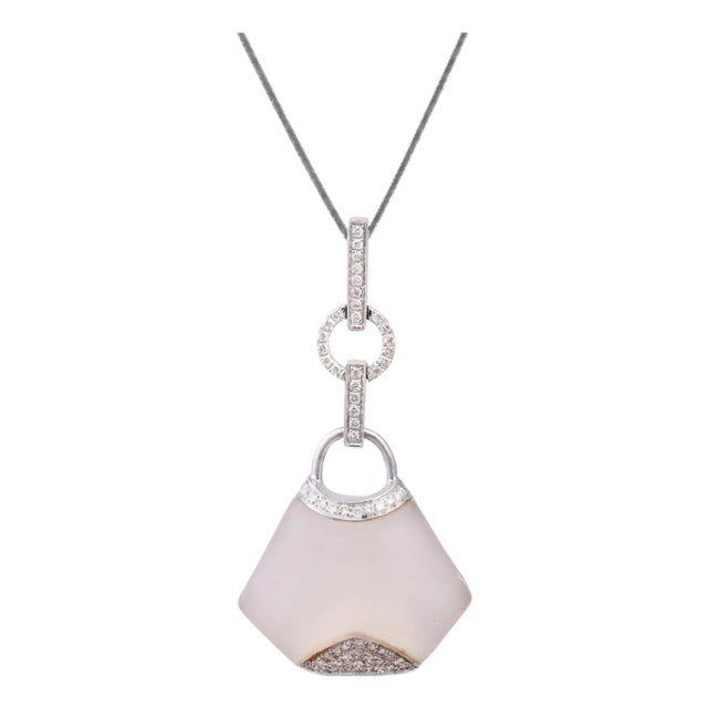 Diamond Semi Precious Pendant in 18k gold For Sale