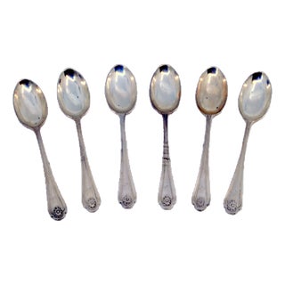 Coffee Spoons in Plain Silver, Set of 6 For Sale