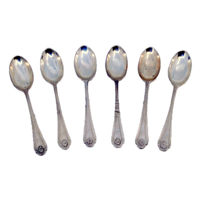 Coffee Spoons in Plain Silver, Set of 6 For Sale