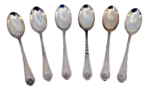 Coffee Spoons in Plain Silver, Set of 6