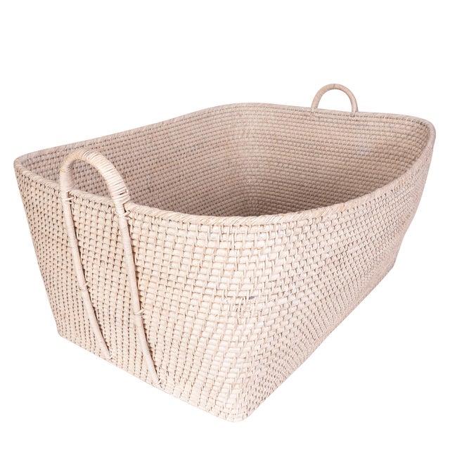 2020s Artifacts Saboga Home Everything Basket with Hoop Handles in White Wash - 31" For Sale - Image 5 of 9