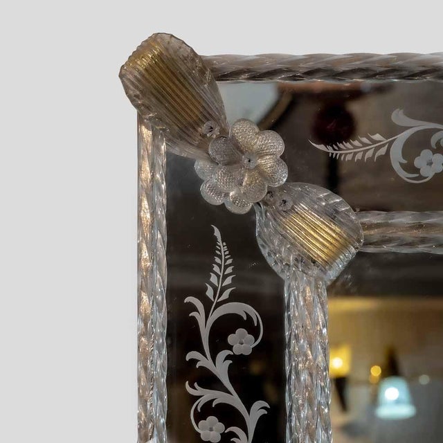 Vintage Venetian Clear and Gilt Glass Mirror, 1960s For Sale - Image 4 of 8