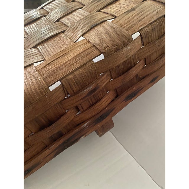 Wood Antique Splint Oak Gathering Basket Circa 1900 For Sale - Image 7 of 12