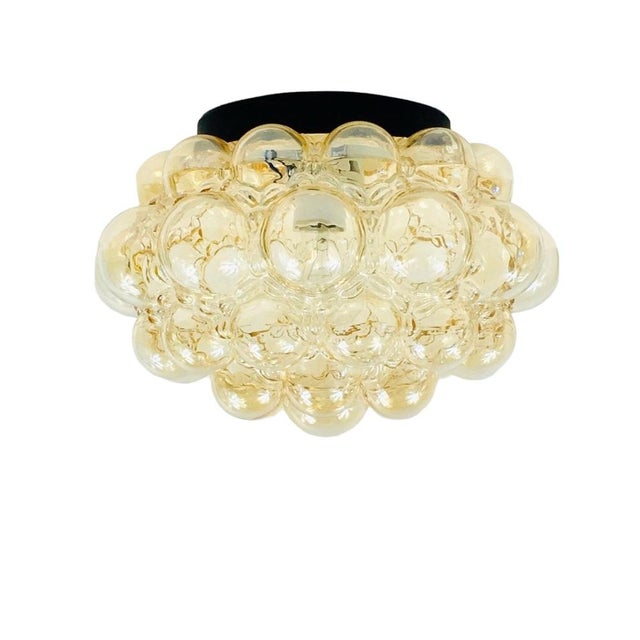 Large Mid-Century Modern Amber Bubble Glass Ceiling Light by Helena Tynell for Limburg, Germany, 1970s For Sale - Image 12 of 12