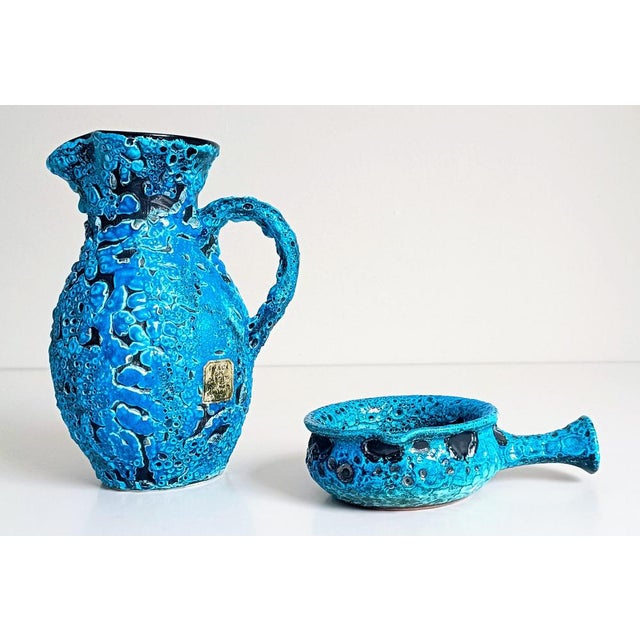 Black Mid-Century Modern Blue Ceramics by Charles Cart, 1960s, Set of 2 For Sale - Image 8 of 18