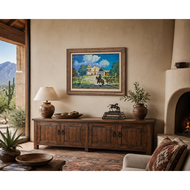 Marjorie Reed –Franciscan Rider Approaching Mission San Diego de Alcalá at Dusk-Oil Painting California impressionist -...