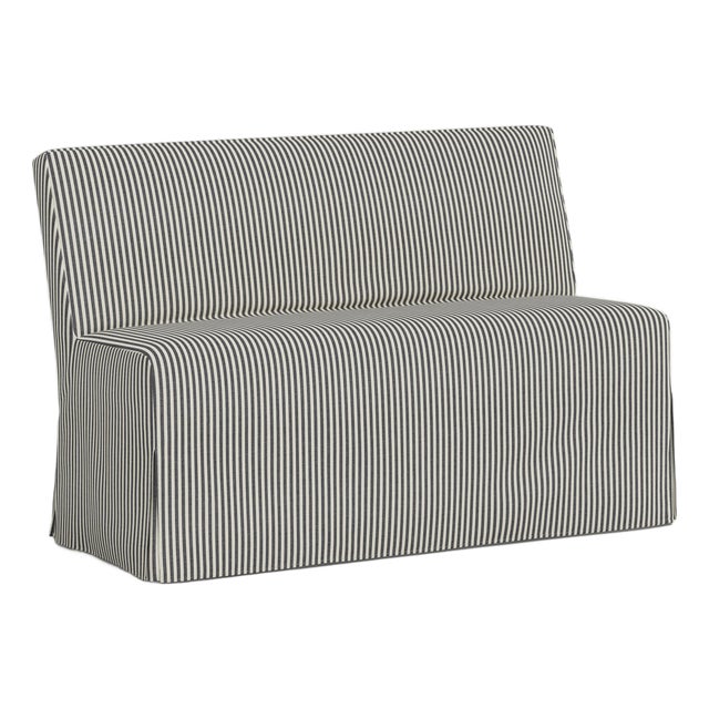 Stoffer Home x Cloth & Company Slipcover for Lindy Dining Banquette in Jane Stripe Carbon For Sale