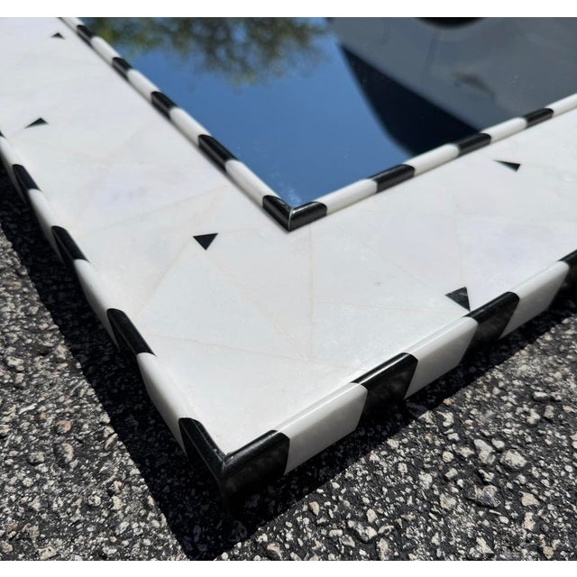 Black & White Checkerboard Marble Wall Mirror From 90's For Sale In Miami - Image 6 of 8