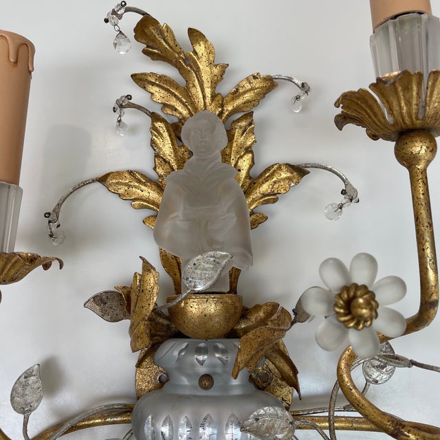 Pair of 1960s Crystal Chinoiserie Wall Sconces Attributed to Sherle Wagner For Sale - Image 6 of 12