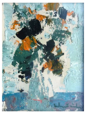 Laimdots Murnieks, Flowers on a Blue Background, 1999, Oil on Cardboard