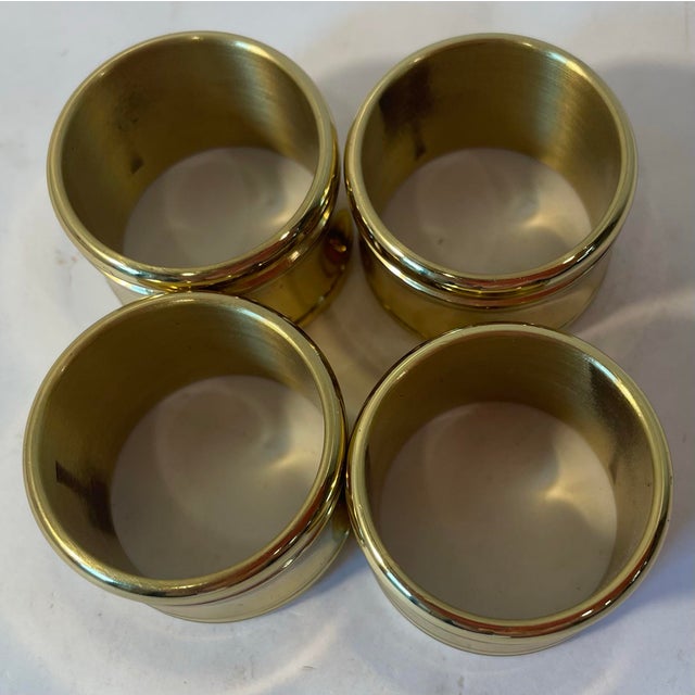 Vintage Heavy Brass Napkin Rings - Set of 4 For Sale In Dallas - Image 6 of 7