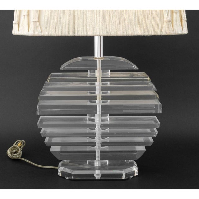 Mid 20th Century George Bullio Stacked Lucite Table Lamp For Sale - Image 5 of 8