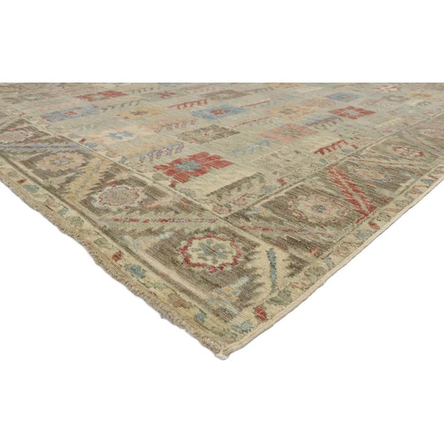 Contemporary Oushak Rug with Modern Tribal Style 09'01 x 11'05. Give the look of woven wonders and decorative elegance...