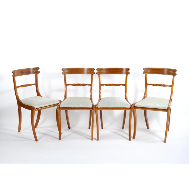 Early 20th Century Walnut Framed / Gilt Decorated Detail Dining Room Chair Set / Ten For Sale - Image 5 of 12