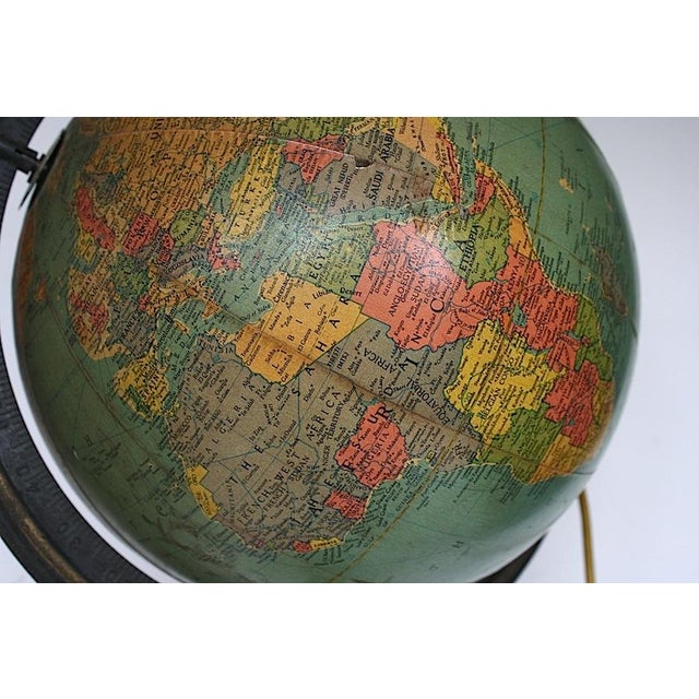 Celadon Vintage 1940s World Globe on Duncan Phyffe Style Floor Stand For Sale - Image 8 of 17