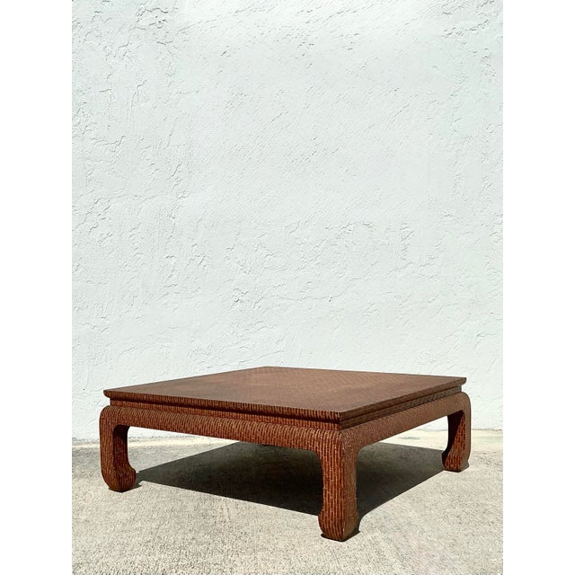 Late 20th Century Vintage Baker Wrapped Raffia Ming Coffee Table For Sale - Image 5 of 12