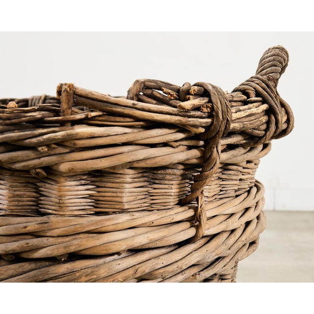French Champagne Grape Vineyard Harvest Woven Wicker Basket For Sale - Image 14 of 18