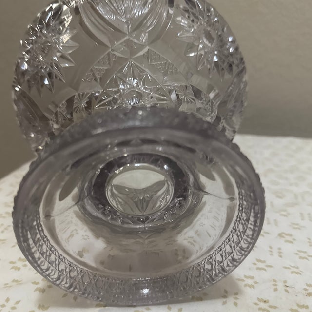 Vintage Star Clear Pressed Glass Base-Stem Vase in Smokey Grey Color For Sale - Image 4 of 6