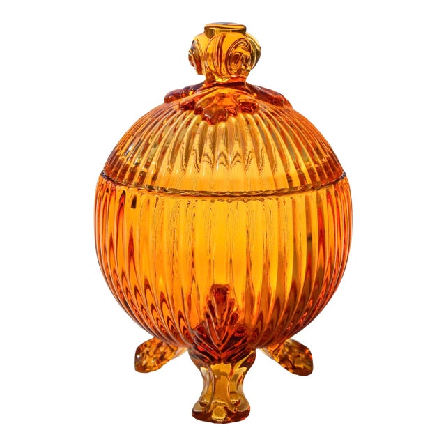 Mid 20th Century Handblown Textured Crystal Art-Glass Candy Dish For Sale