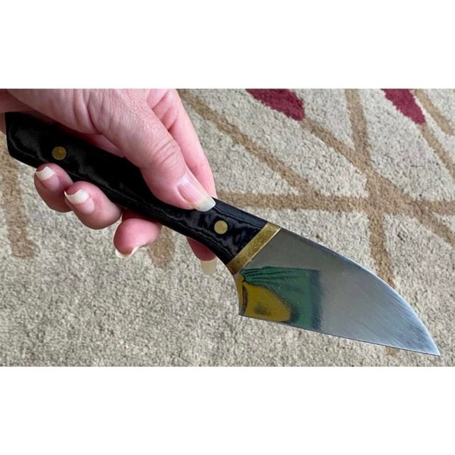 Vintage 1990s Joseph DiGANGI Designs System II Cutlery Knife Set Mirror Blade w/ stand - Set of 5 For Sale - Image 10 of 12