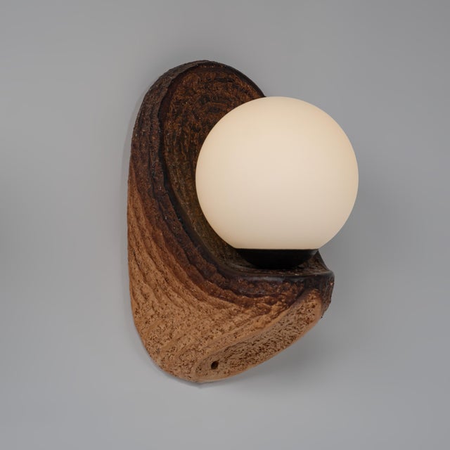 Eartly Ceramic and Opaline Glass Wall Lamp from Doria Leuchten, Germany, 1970s, Set of 2 For Sale - Image 3 of 8