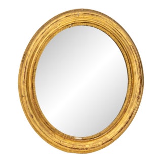 Neoclassical Style Oval Giltwood Framed Mirror For Sale