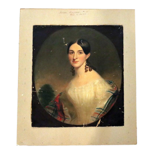 Antique Oil on Canvas Portrait Painting of a Debutant C1820
