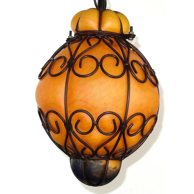 Vintage Pate De Verre Hanging Light in Metal, 1970s For Sale - Image 11 of 11